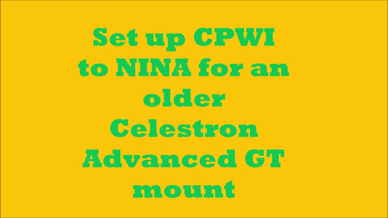 CPWI and NINA setup/connection
