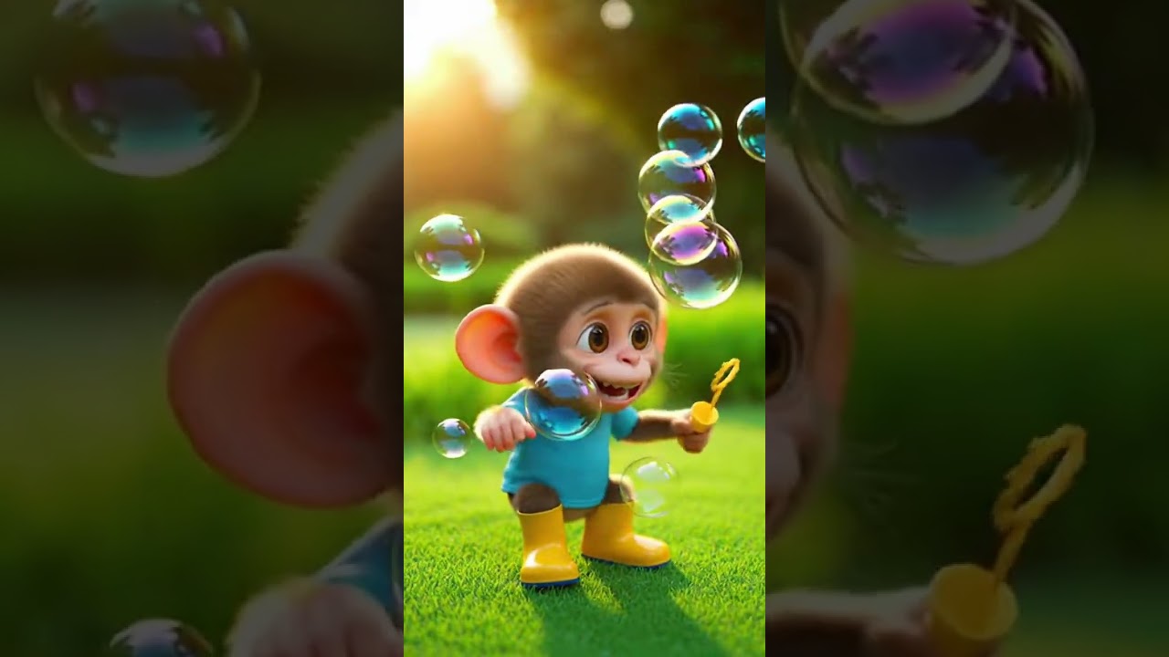 Baby Monkey’s Hilarious Bubble Chase 🐒💥 Watch the funniest bubble pop