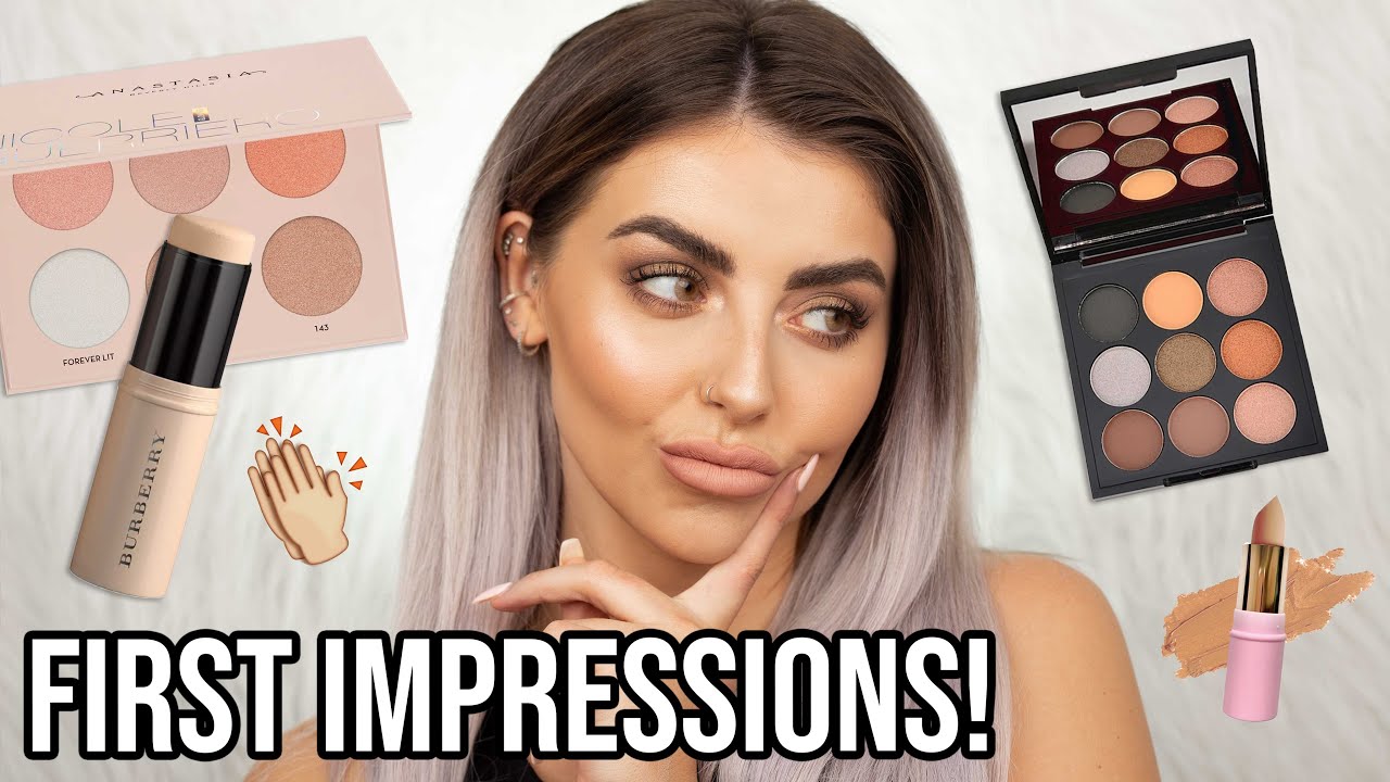 FULL FACE OF FIRST IMPRESSIONS! TESTING NEW MAKEUP! DRUGSTORE, HIGH-END + GLOSSYBOX [DISCOUNT CODE]