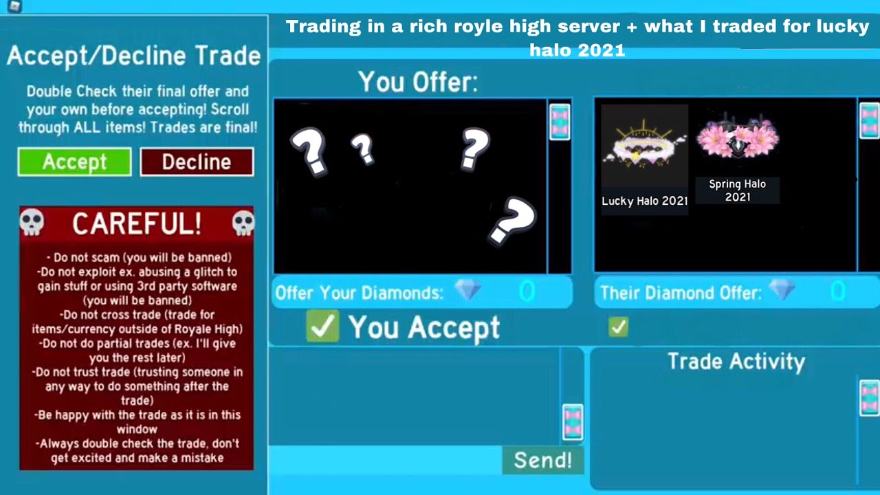 Trading in a rich Royale High server + what I traded for lucky halo 2021