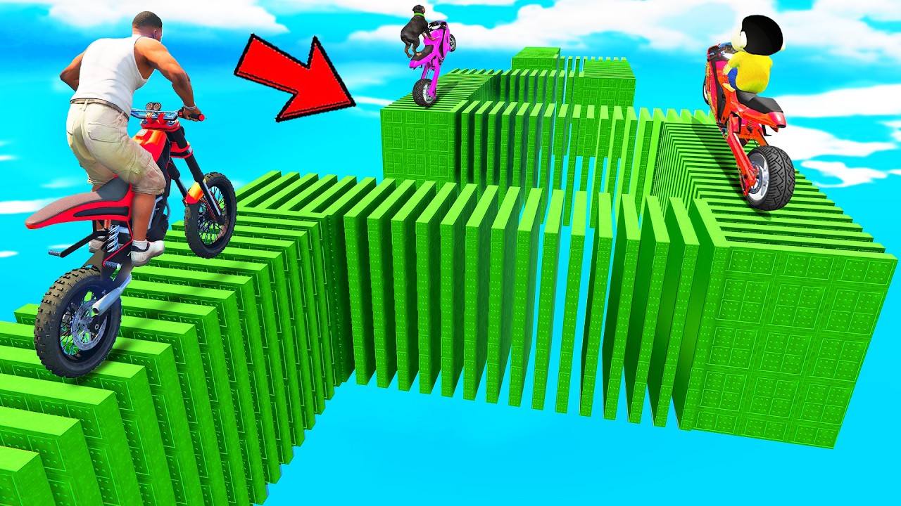 SHINCHAN AND FRANKLIN TRIED THE IMPOSSIBLE ZIZGAG DOMINO STEPS BRIDGE PARKOUR CHALLENGE GTA 5