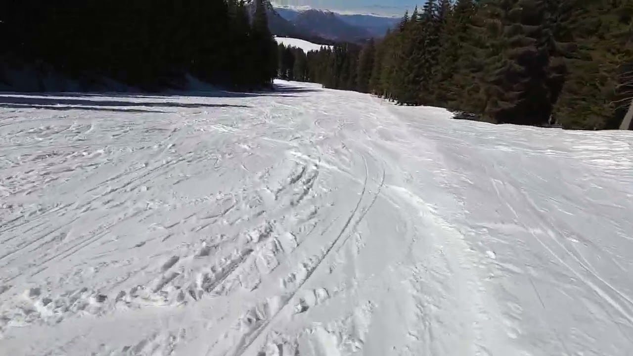 Skiing on piste 28 in Folgaria Italy, 2024 March