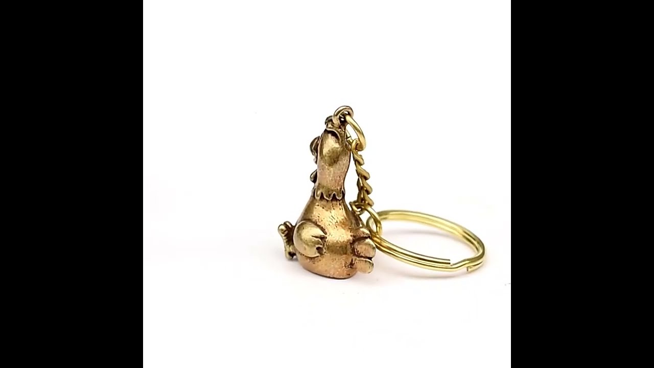 Pure Brass Animal Chick Pendant Keychain Cuckoo Chicken Figure Tea Pet Miniature