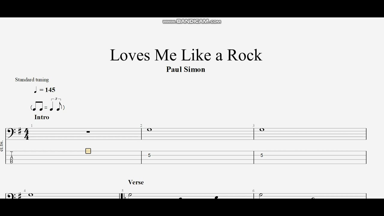 Paul Simon - Loves Me Like a Rock (bass tab)
