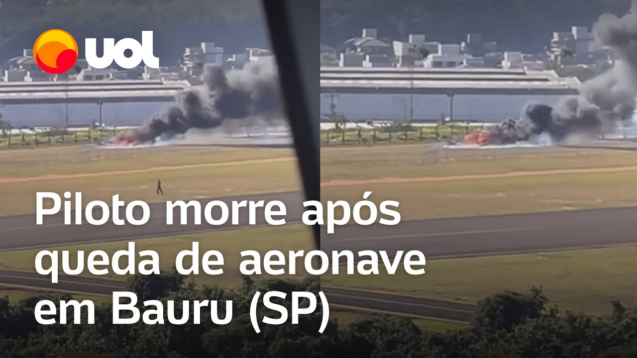 Piloto morre após queda de aeronave em Bauru (SP); vídeo mostra destroços em chamas