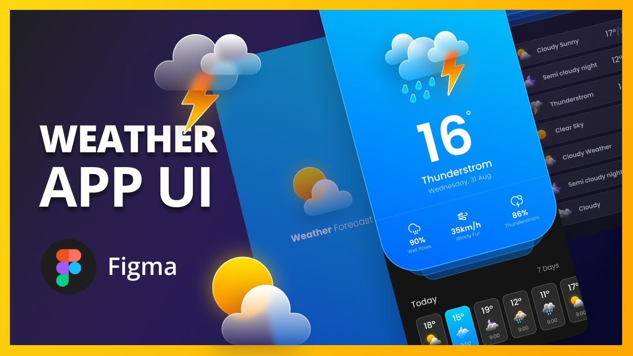 Weather App UI Design | Figma Tutorial | Vizon