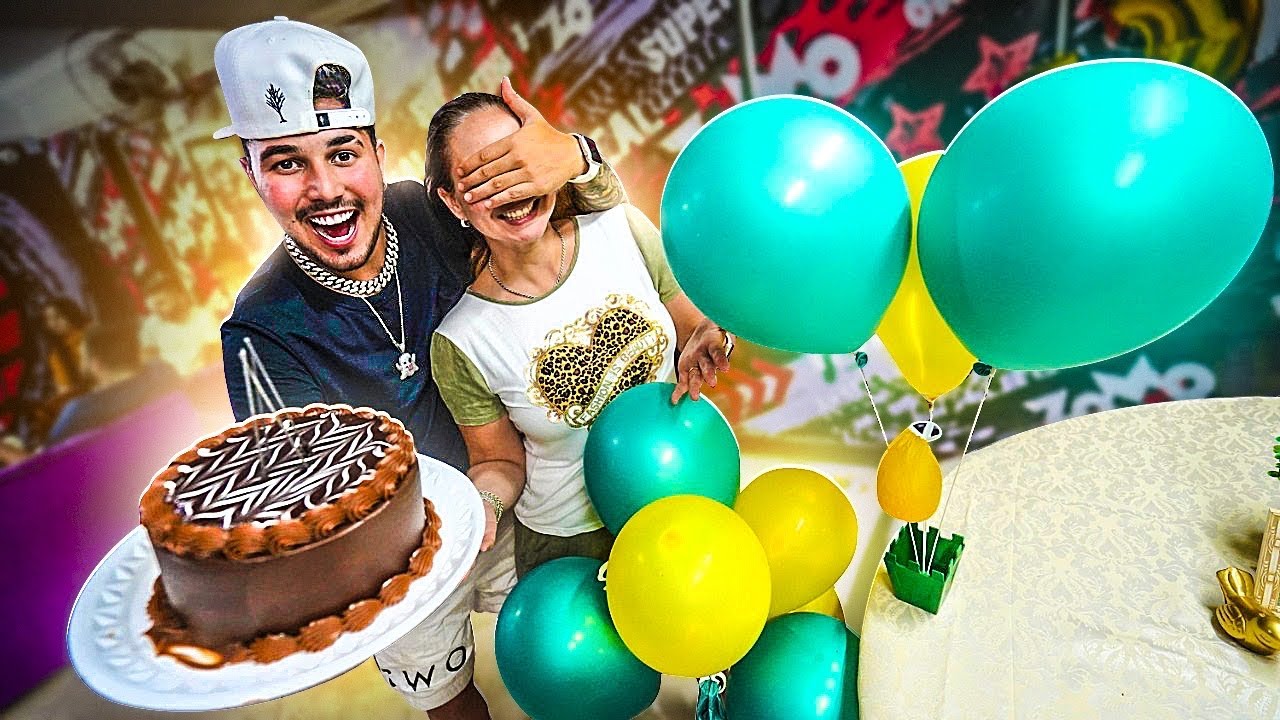FIZ UMA FESTA SURPRESA PRA MINHA MÃE !! * aniversário dela *