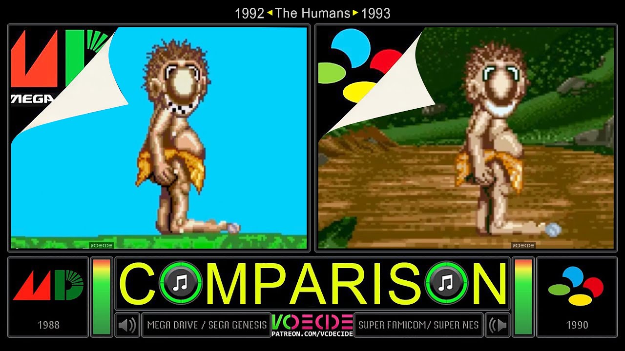 The Humans (Sega Genesis vs SNES) Side by Side Comparison