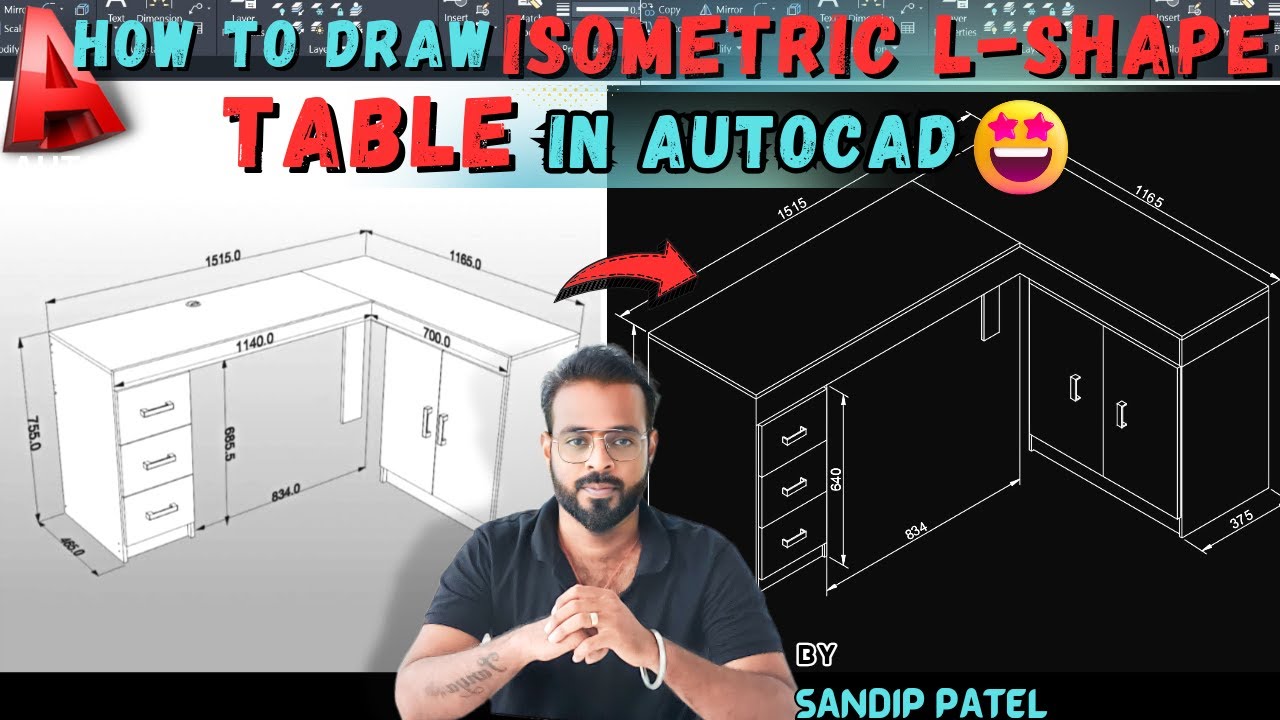 #12 - HOW TO DRAW ISOMETRIC L-SHAPE TABLE IN AUTOCAD || AUTOCAD PRACTICE DRAWING FOR CIVIL ENGINEERS