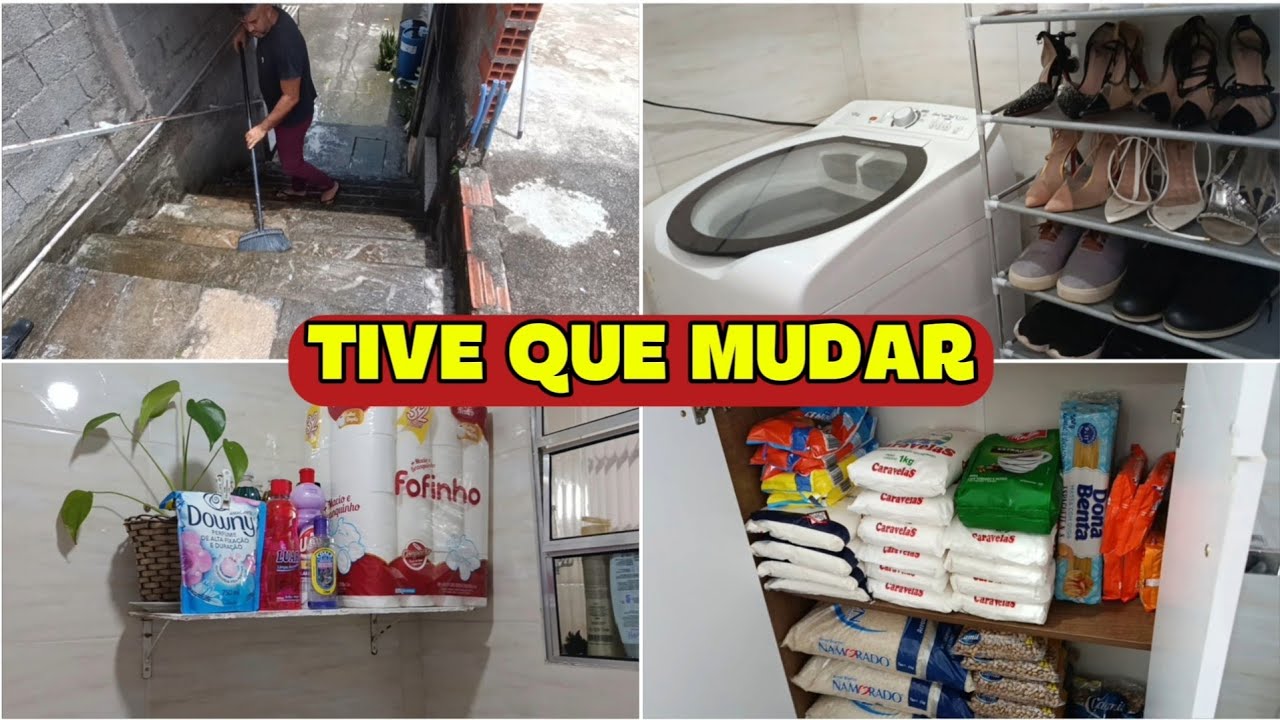 MUDEI DE NOVO A LAVANDERIA/ORGANIZEI E GUARDEI NOSSAS COMPRAS+ MARIDO LAVOU O QUINTAL#vlog#casa 