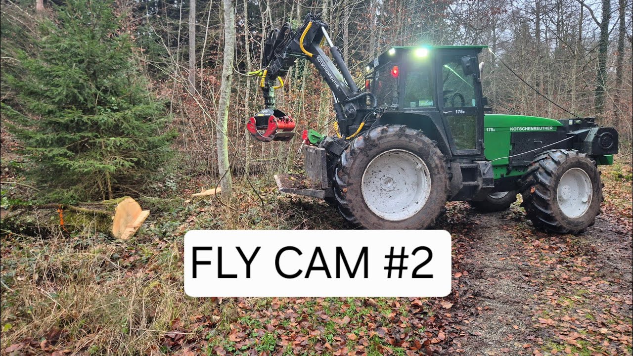 FLY CAM #2 Holzrücken mit Kran und Seil am Kotschenreuther k105 #djineo2 