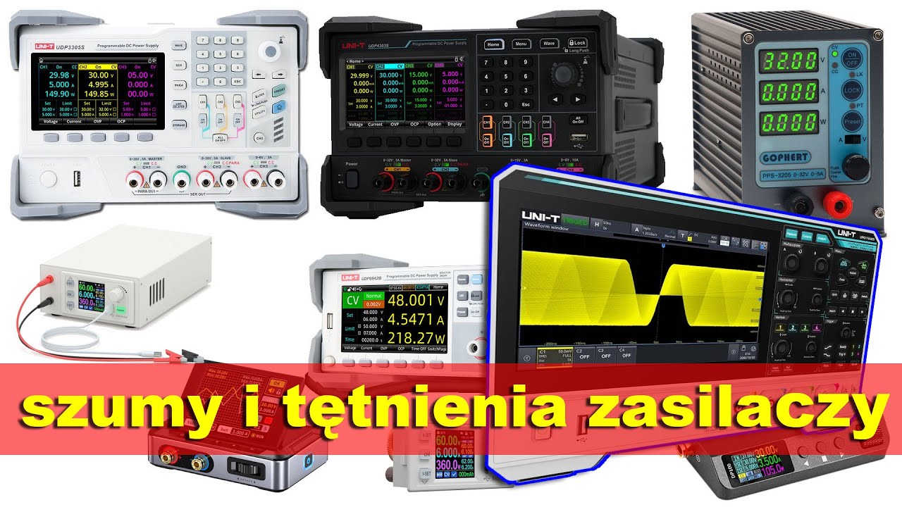 ●Szumy i tętnienia z zasilaczach laboratoryjnych ▶ UDP3305S-E Uni-t UDP4303S UDP6900 Hantek Fnirsi
