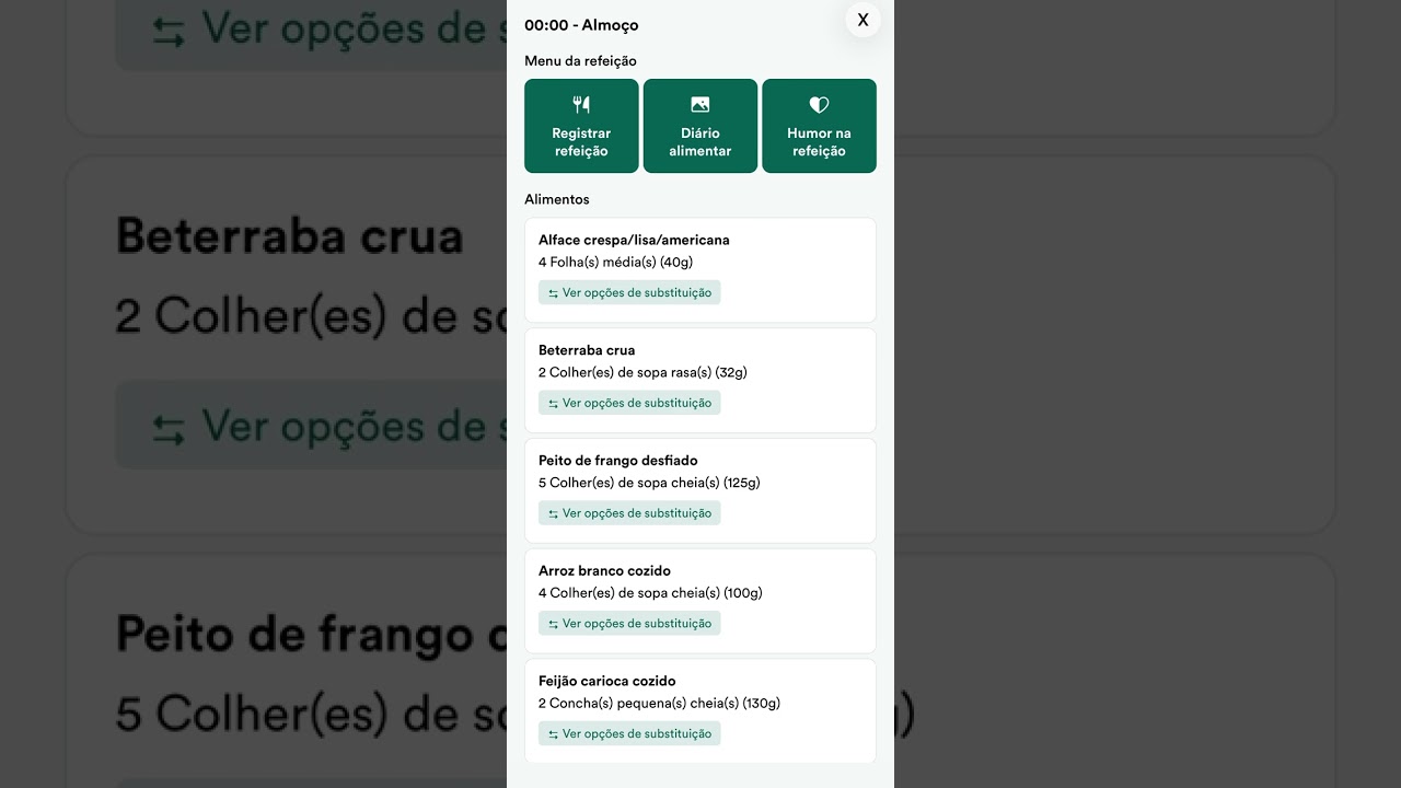 Plano alimentar pelo Aplicativo