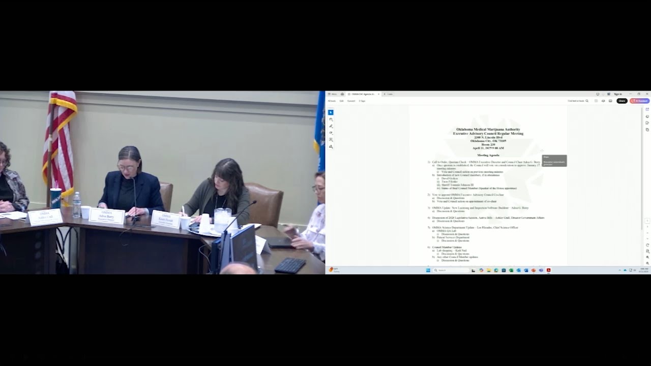 OMMA Executive Advisory Council Meeting: April 11, 2025