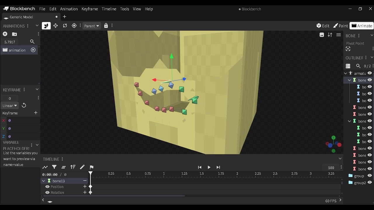 Blockbench : Tutorial : N1 : Facial Armature Testing