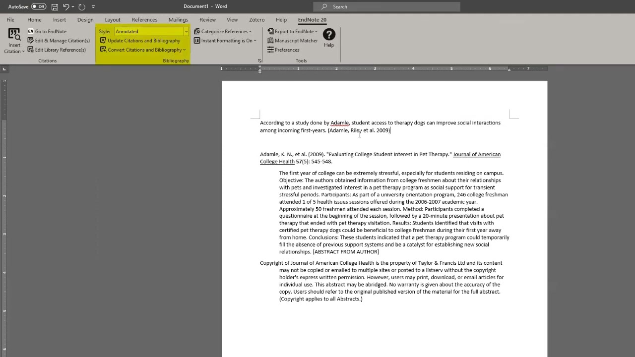 EndNote 20 for Windows - Microsoft Word (Cite While You Write)