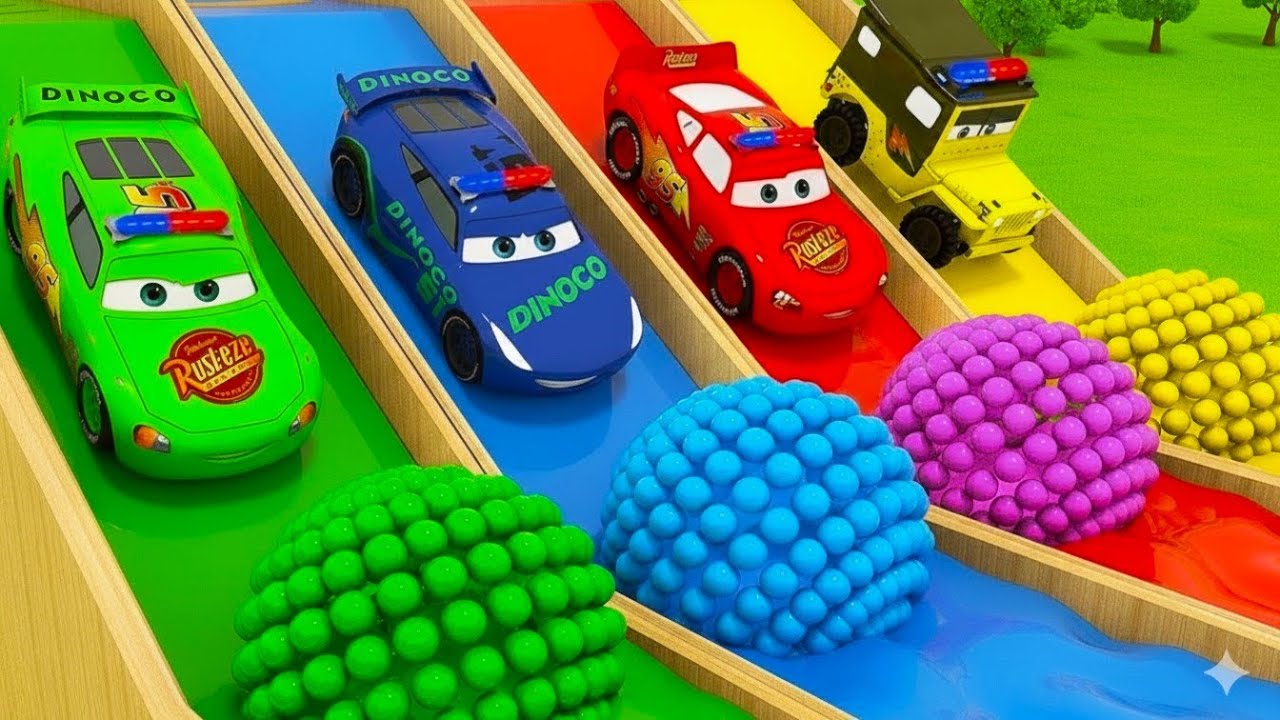 apprendre les couleurs avec les Vehicules de rue Camion à ordures des balles