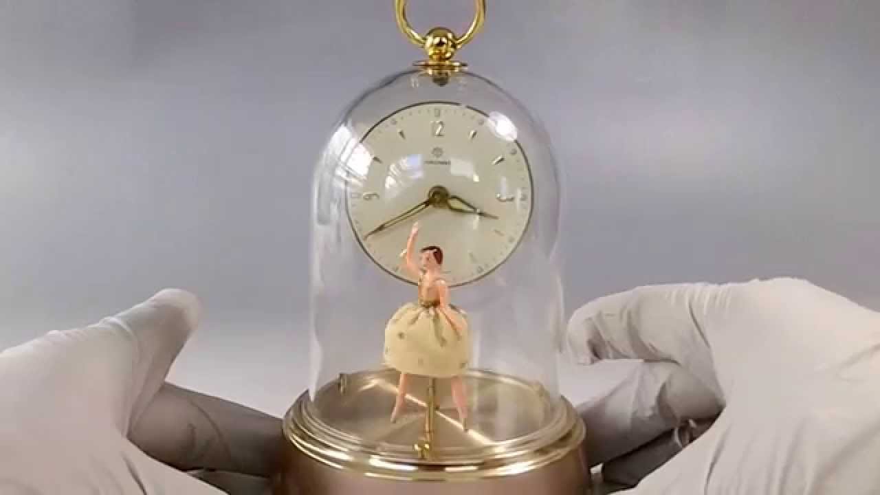 Vintage German Musical Alarm Clock Reuge Dancing Ballerina Music Box
