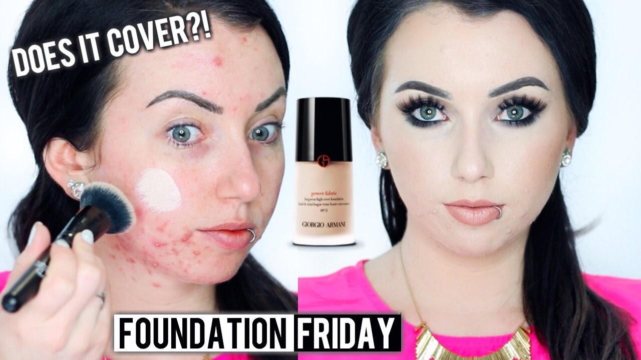 GIORGIO ARMANI POWER FABRIC HIGH COVER Foundation {First Impression Review & Demo!} Acne/Fair Skin