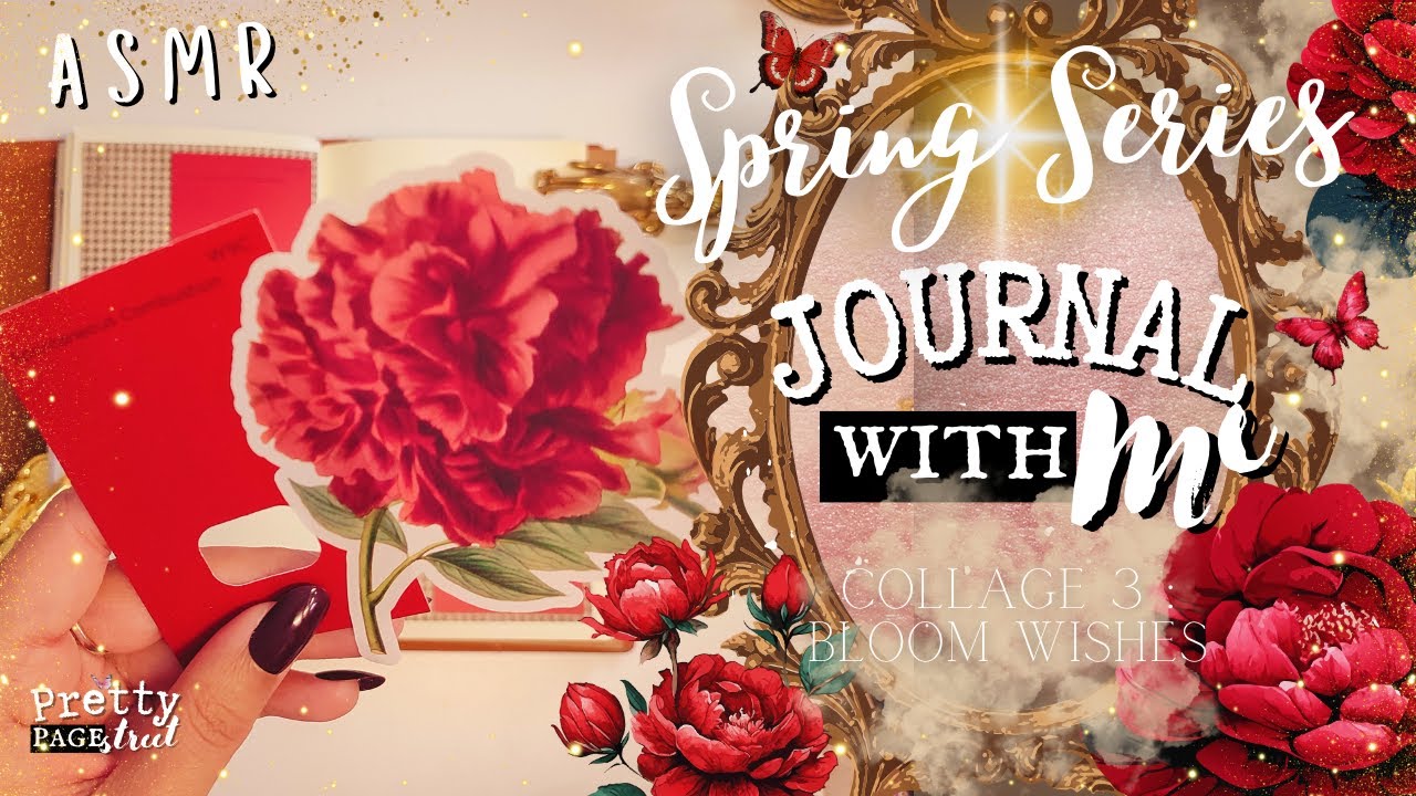 ASMR 🌹Aesthetic Journaling Spring Series Collage 3 Scrapbooking | Simple Journal With Me | Relaxing✨