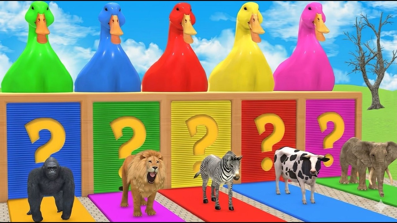 Long Slide Game With Cow Elephant Gorilla Hippopotamus Tiger 3d Animal Game Funny 3d Animals