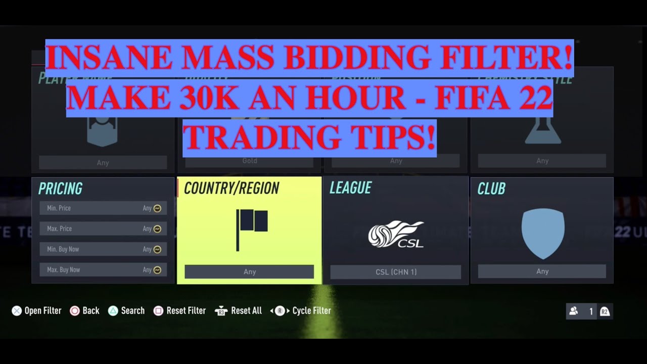 FIFA 22 TRADING TIPS - INSANE MASS BIDDING FILTER! MAKE 30K AN HOUR - FIFA 22 TRADING TIPS!