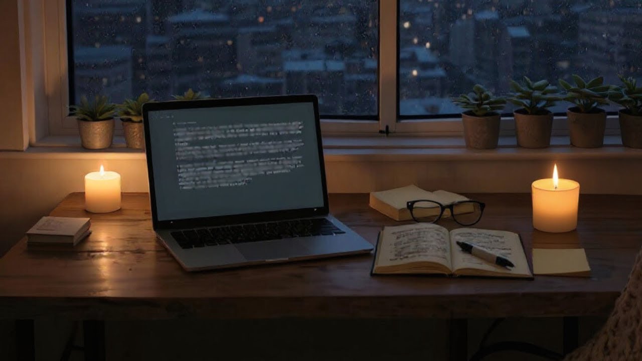 Deep Focus Stillness | Quiet Window Desk for Study & Work · UWS Rain