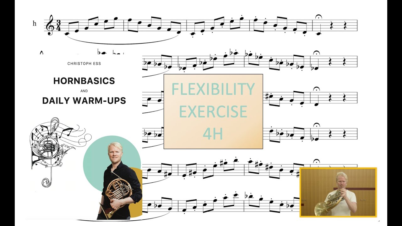 French Horn Masterclass - 4h Warm-up and Basics by Christoph Ess - air flow exercises 4h playalong