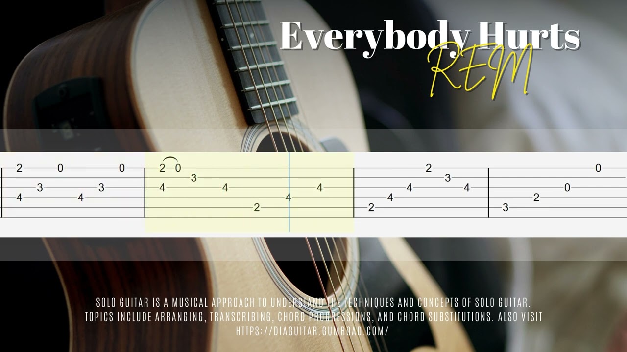 Everybody Hurts / R.E.M | Fingerstyle Guitar Tutorial TAB