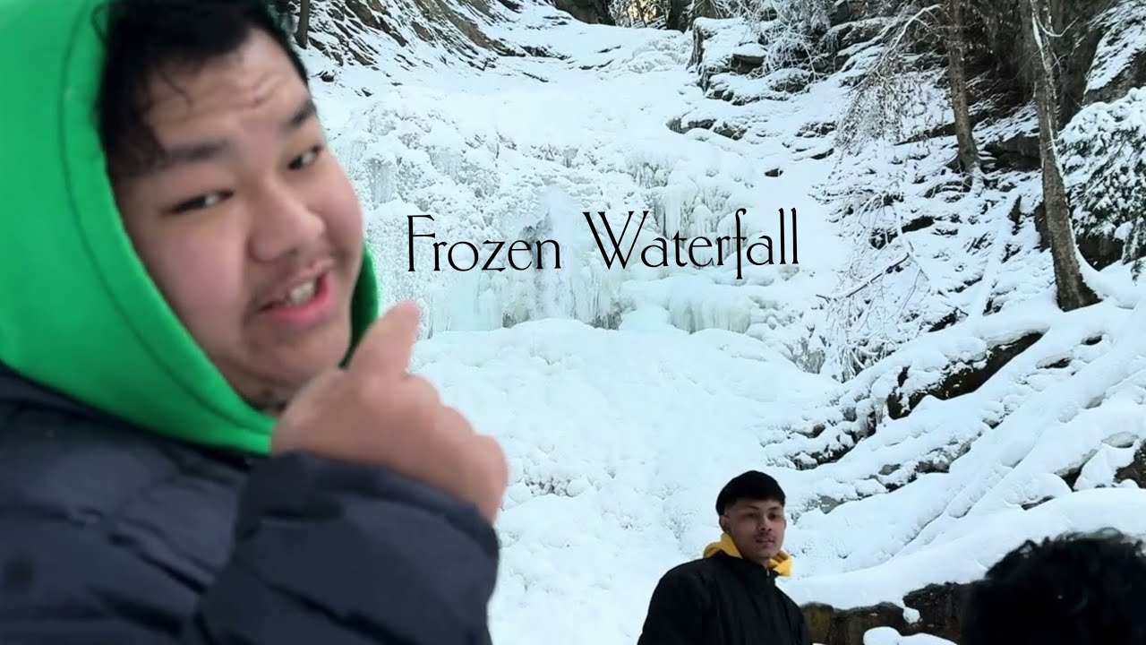  We saw a frozen waterfall -11 really cold weather. ￼