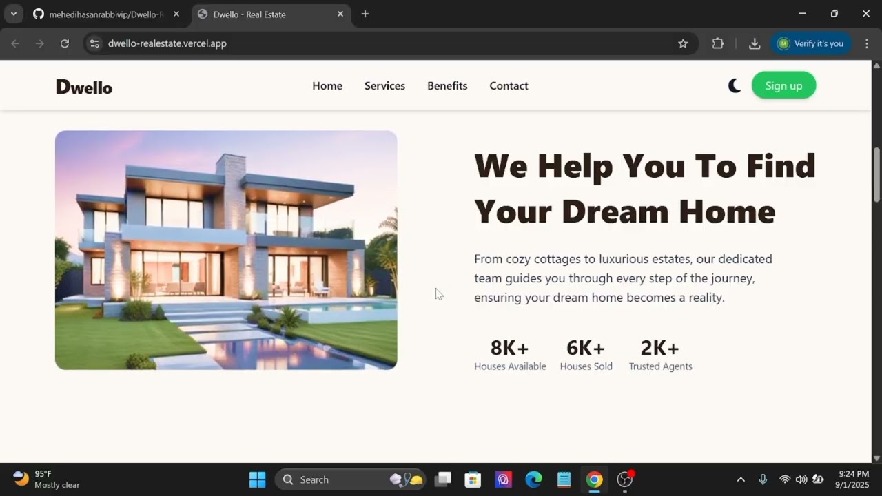 Dwello &ndash; Real Estate Landing Page with Dark Mode