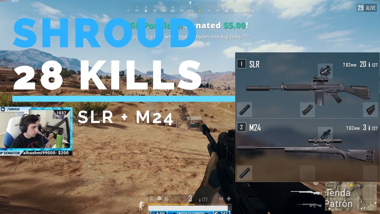 SHROUD SOLO 28 KILLS | SLR + M24 | PLAYERUNKNOWN'S BATTLEGROUNDS | 30 APRIL 2018