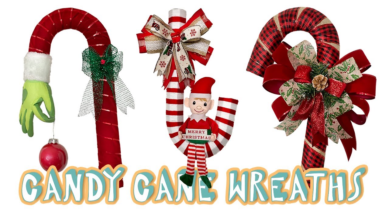 3 Dollar Tree Candy Cane Wreaths | Christmas Candy Cane Wreaths | Friend Friday | Elena Jenkins DIY