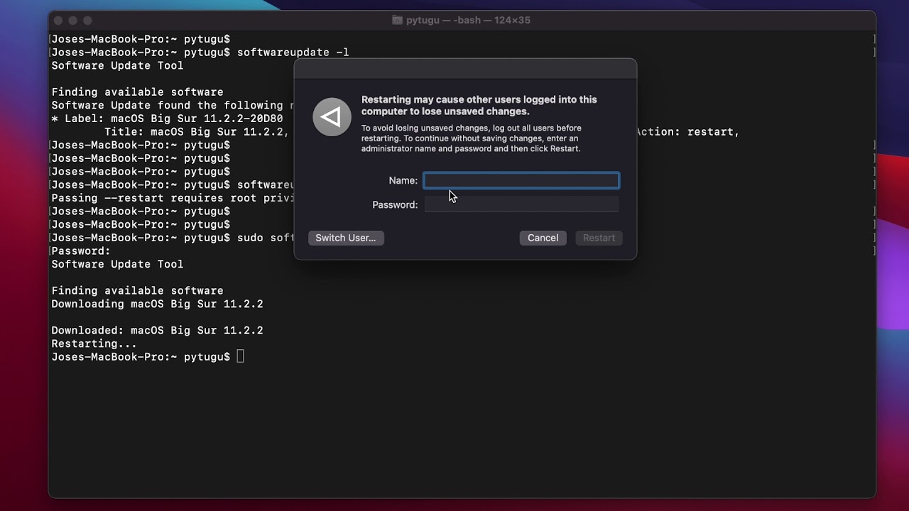 Mac OS Terminal - softwareupdate