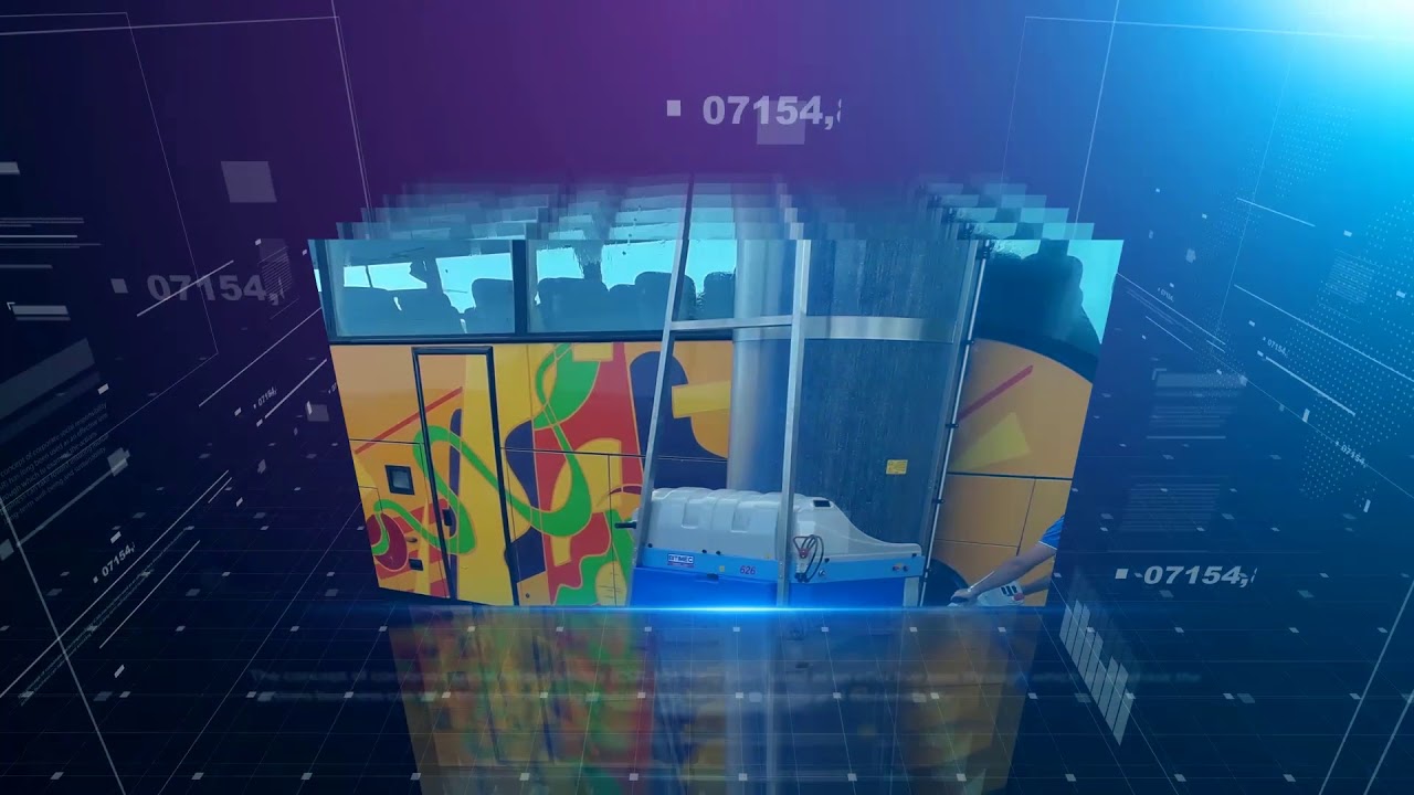 Mobile washing machines for busses, trucks, and trains