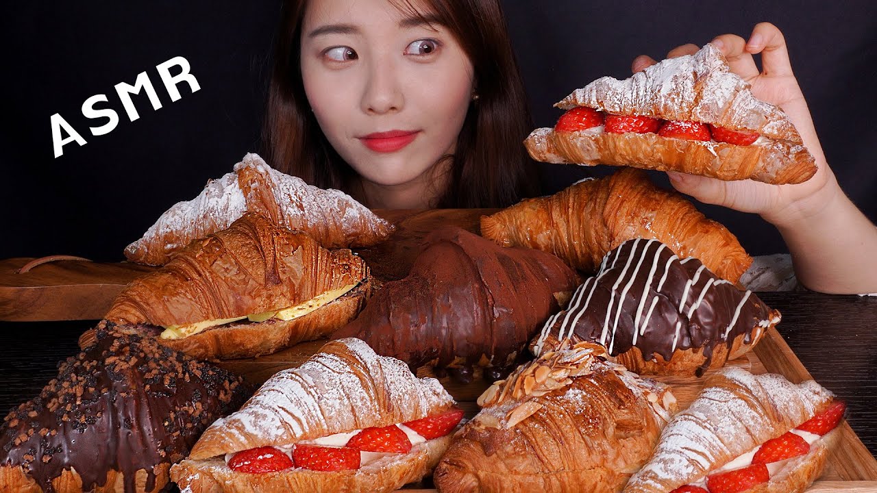 Various crispy croissant eating shows ASMR suna asmr