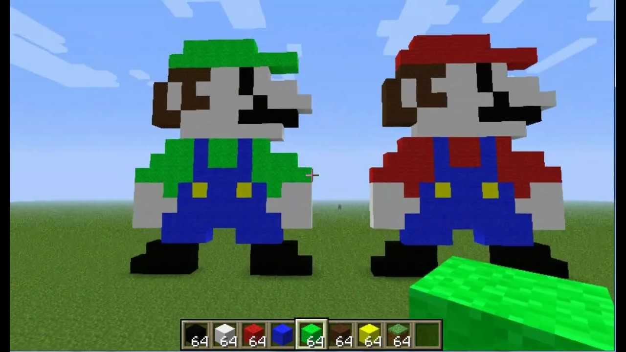 Minecraft Pixel Art tutorial: Mario & Luigi