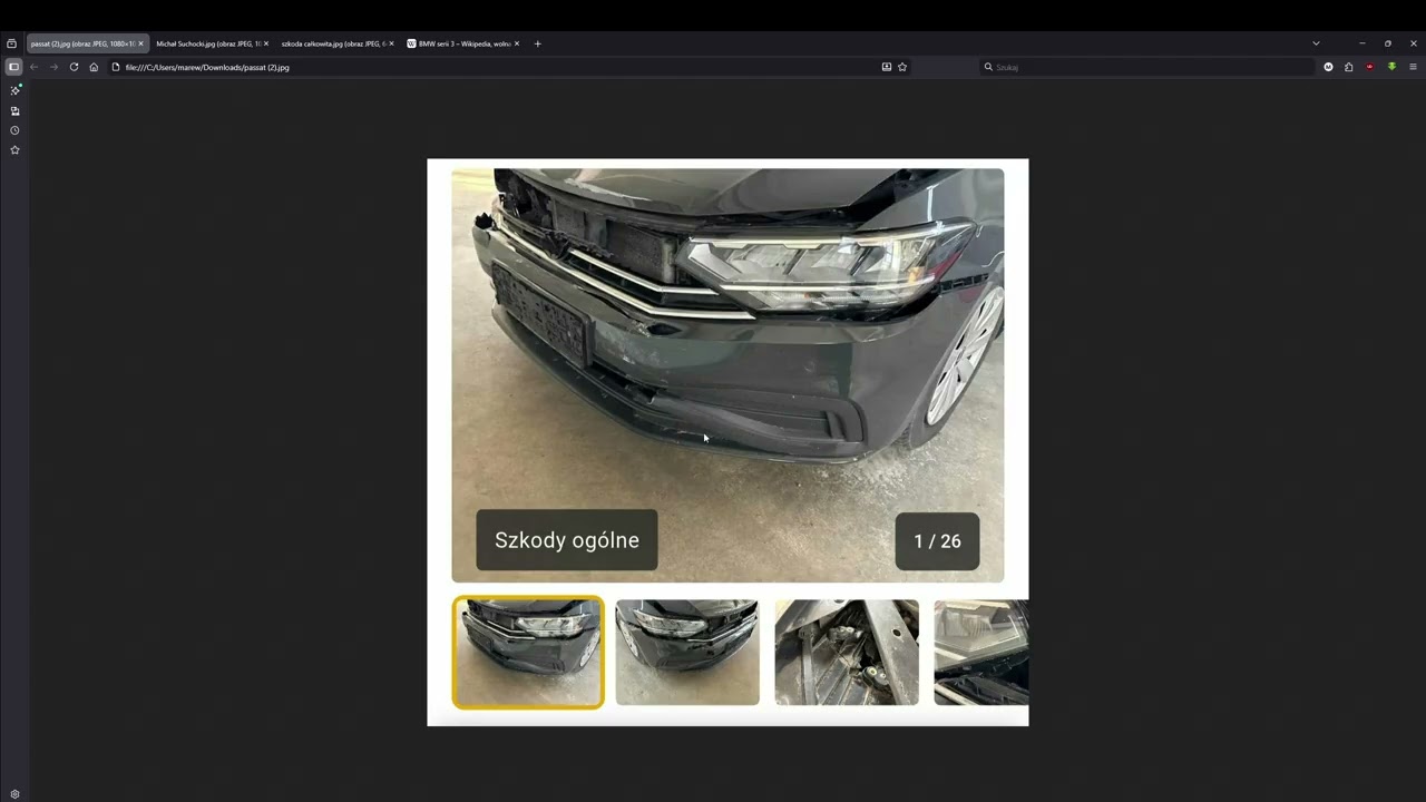 BMW F30 sprostowanie, zdjęcia uszkodzonego bezwypadkowego w oryginalnym lakierze Passata.