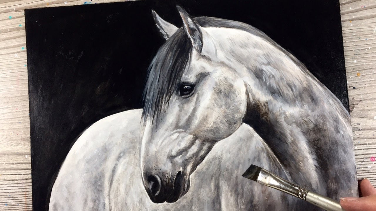 "BEAUTIFUL HORSE" - Acrylic and Oil Painting - Time-lapse