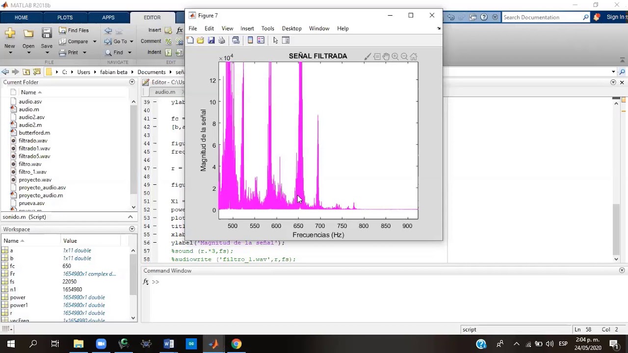 Filtro de un audio a partir de la transformada rápida de fourier