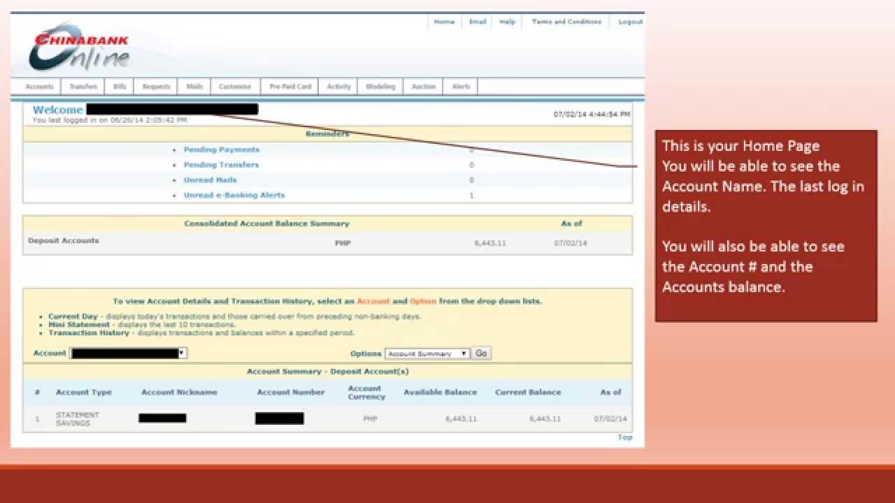 ChinaBank Online - How to download a mini statement