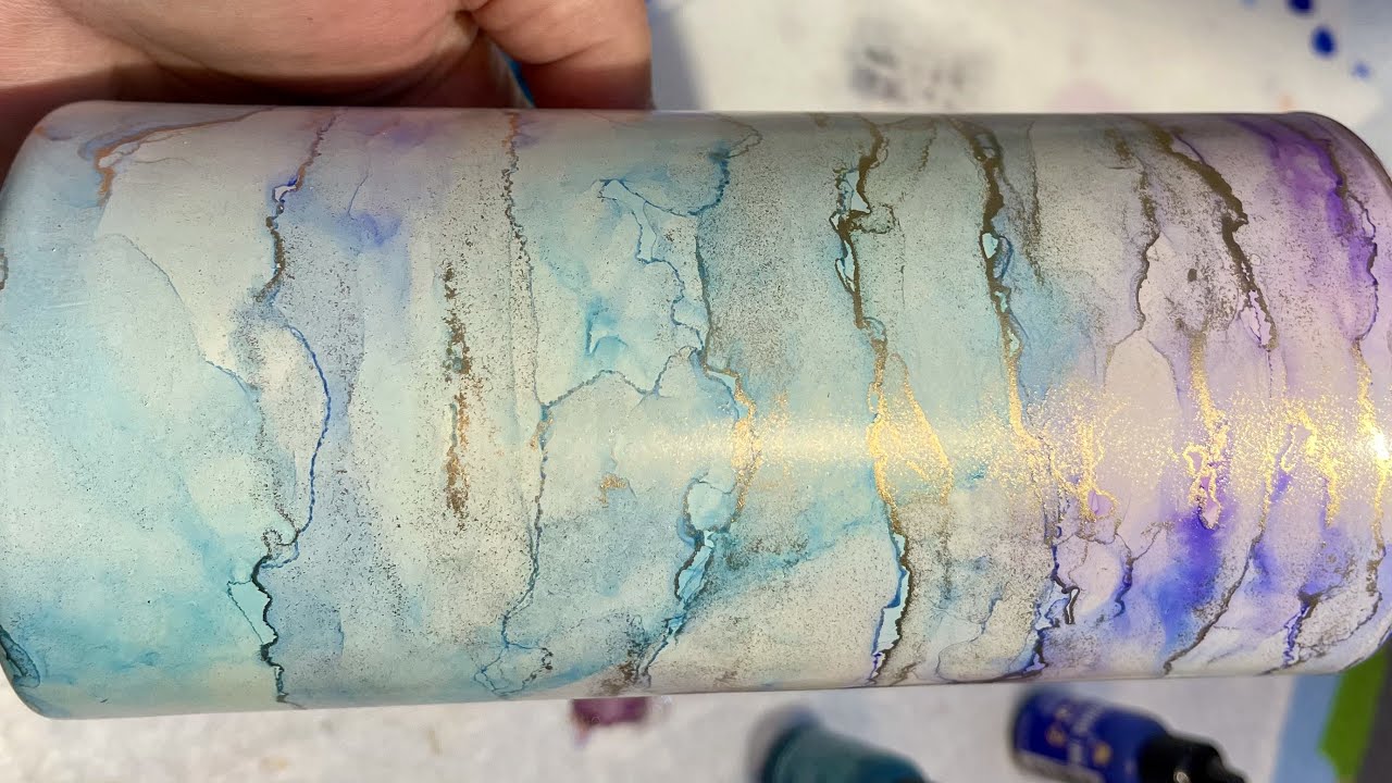 [84] Alcohol Inks on Glass Vase