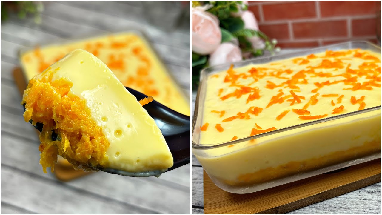 Soft, Creamy Carrot 🥕 Custard 🍮 Pudding Recipe Simple No Bake Dessert #ramadan 