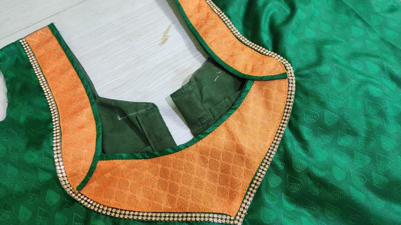 Blouse neck design cutting and stitching easy method/Patch work blouse/blouse design/Divi Fashions