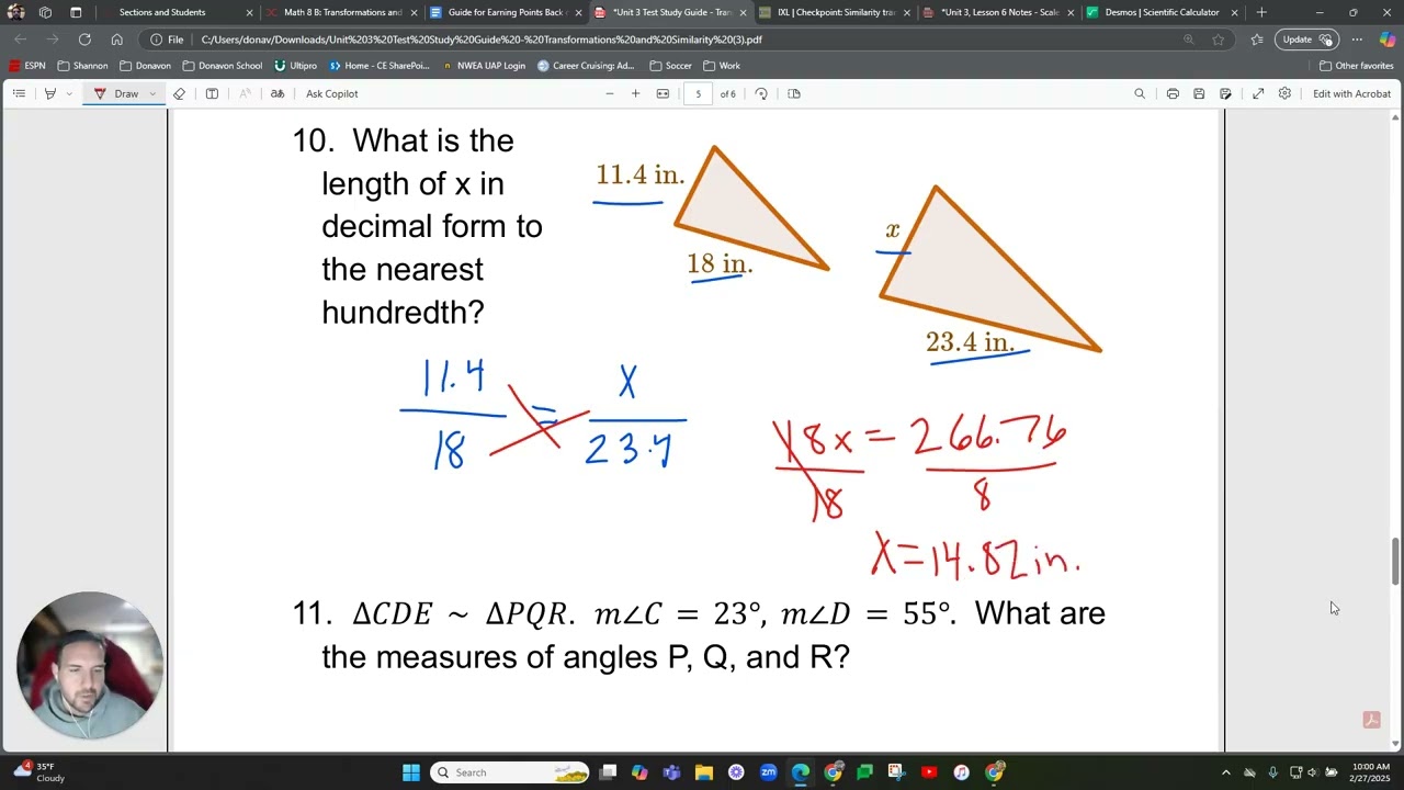 Unit 3 Test Study Guide   Transformations and Similarity