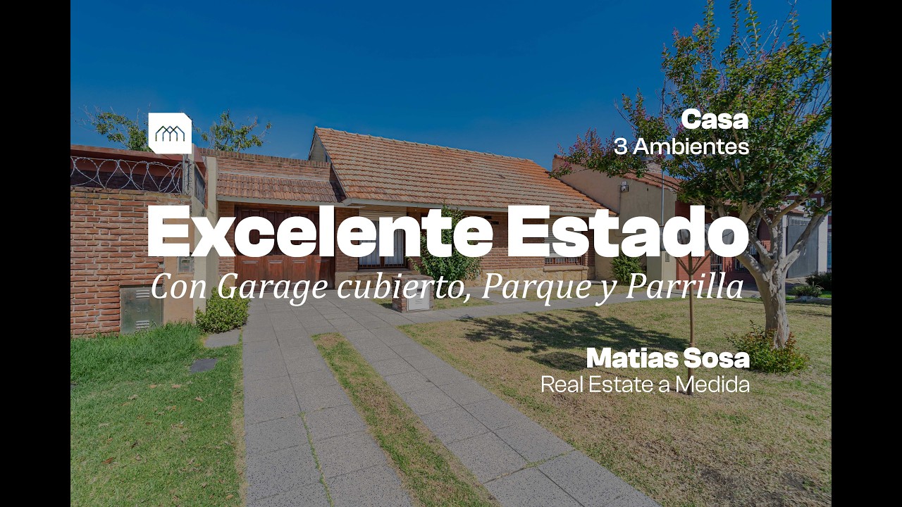 VENTA Casa 3 ambientes con Parque - ubicada en A. Roffo 118 a tan solo 800 mts de Av. Constitución.