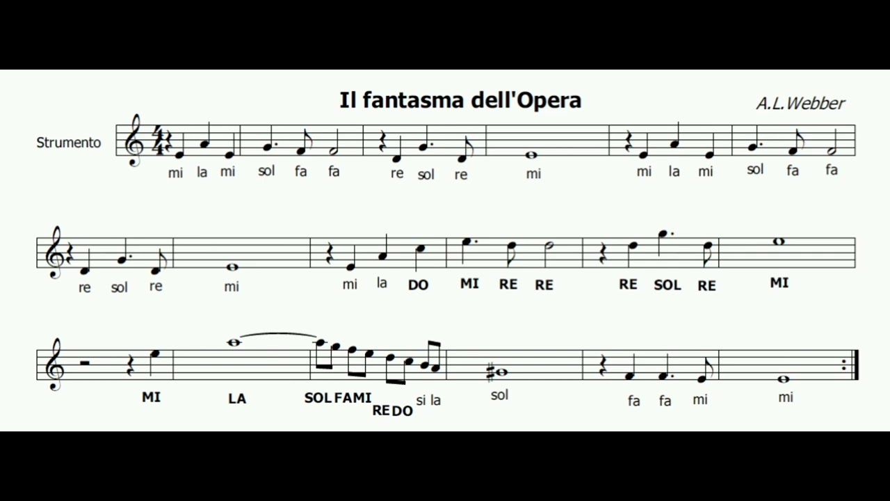 Il Fantasma dell'opera - Spartito con base musicale
