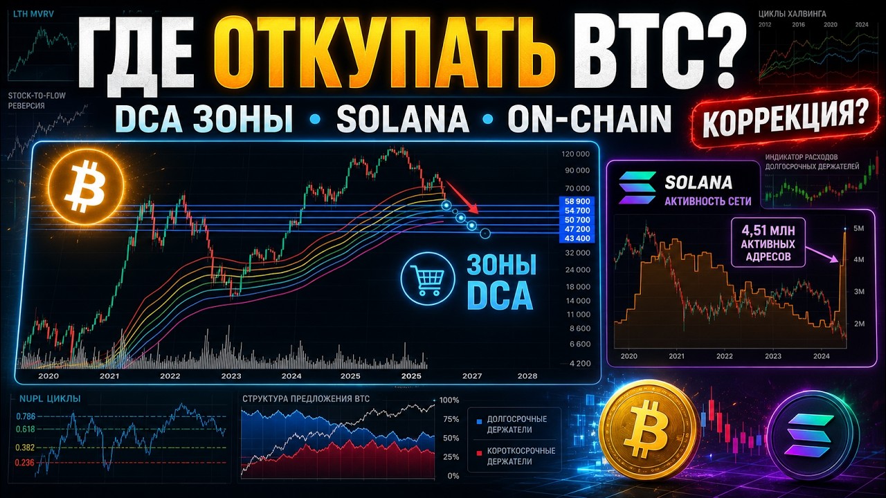 ⚪ Биткоин падает к DCA-зонам: что делать инвестору