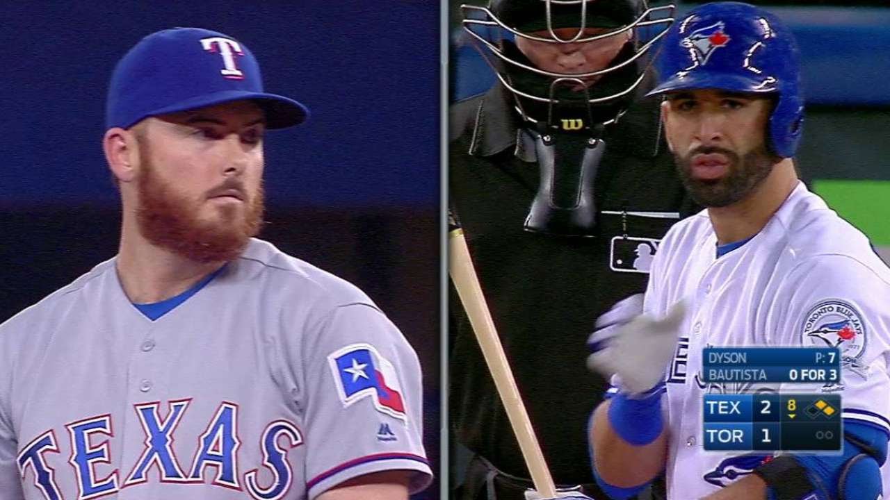 TEX@TOR: Dyson gets Bautista to line out with two on