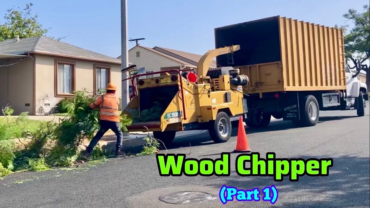 WOOD CHIPPER in Action (Part 1/13)｜Tree Trimming Crew (Tree Surgeon) At Work